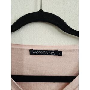 WoolOvers Pale Pink Feminine Coquette Shrt Slv Cardigan Sweater SzL ButtnDn Silk